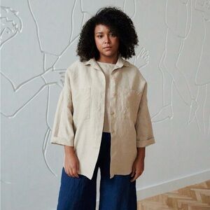 Kay Oversized Linen Shirt - Beige
